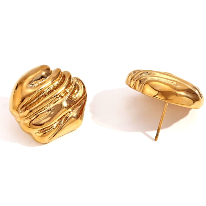 gold textured earrings circular shape
