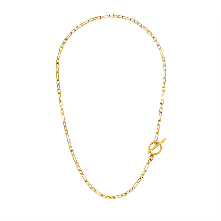 Olivia Le Lady D Chain Necklace handmade with 16K gold-plated brass and toggle closure available in 16 inch length